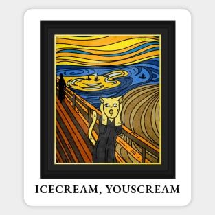 Ice cream, You scream The Scream Cat Funny Artwork Magnet